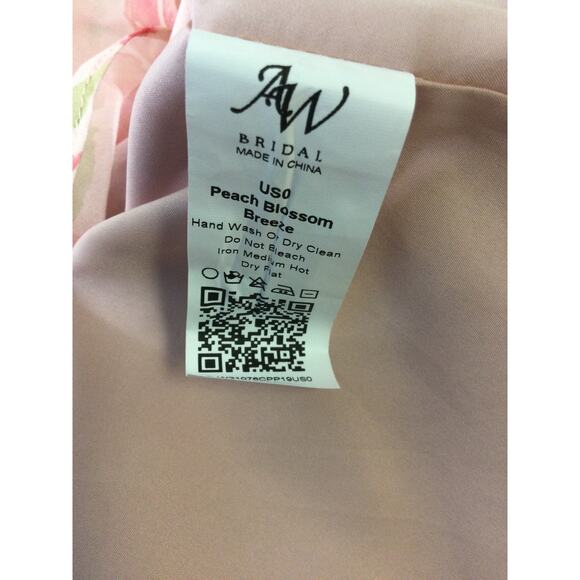 AW BRIDAL 0 XS Peach Blossom floral Breeze pink Celia formal maxi dress NEW 0b10 - Picture 9 of 9
